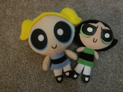 Cartoon Network Powerpuff Girls Bubbles & Buttercup Plush Dolls Blue & Green