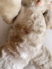 1950s-60s Clare Creations NYC Stuffed Animal Plush Bunny Rabbit Blue Eyes 9″