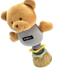 OshKosh Waffle Weave Plush Bear Rattle 9″ Table Tray Toy Studded Toy Suction Cup