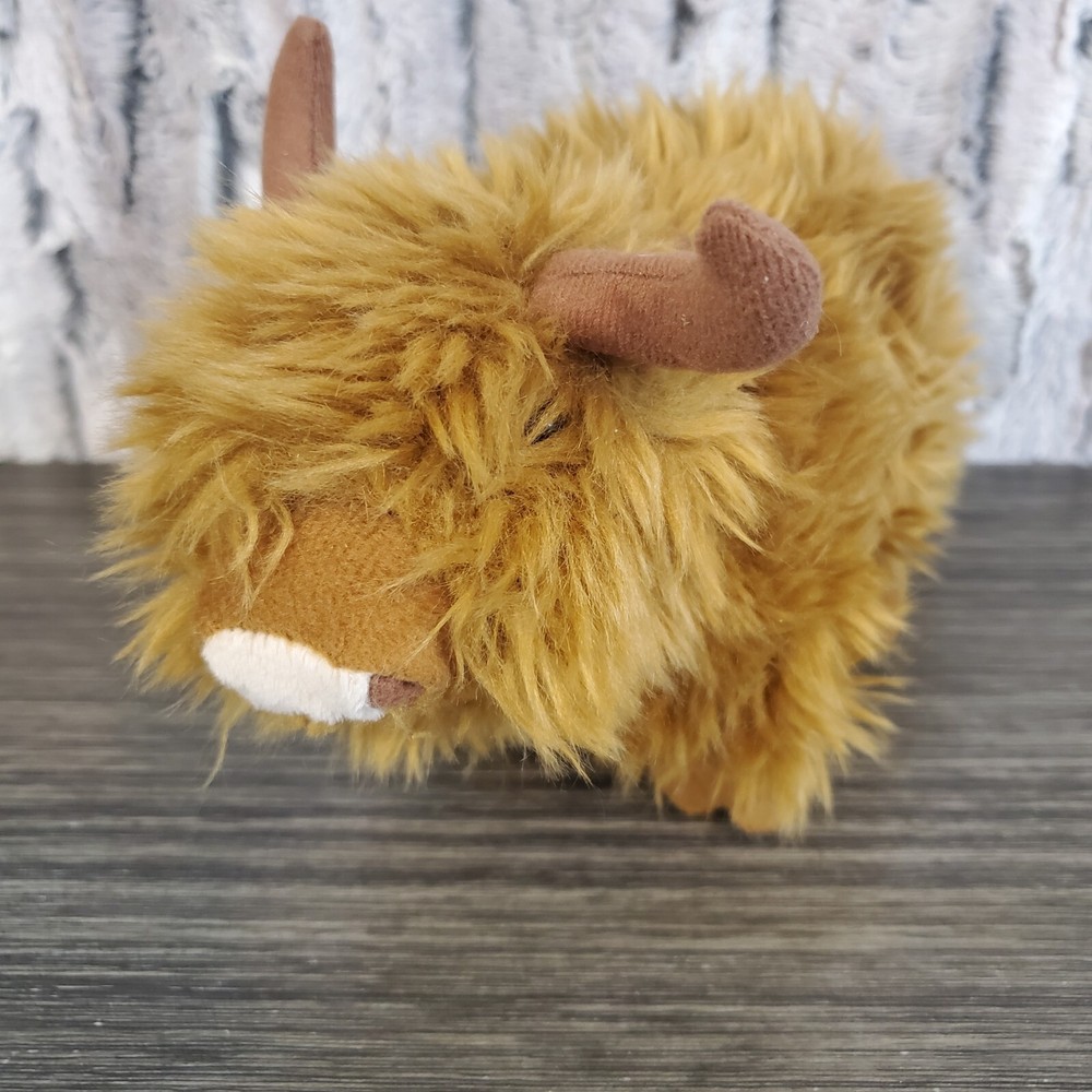 Highland Cow Brown Plush Furry 9″ Stuffed Animal, MacaroniLtd. UK
