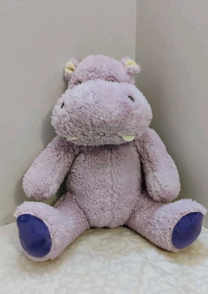 Silver One Kids Purple Sitting Hippo Plush Stuffed Animal, 11″ Embroidered Eyes
