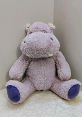Silver One Kids Purple Sitting Hippo Plush Stuffed Animal, 11″ Embroidered Eyes