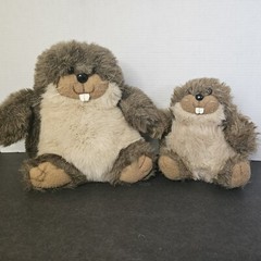 Heartline Snuggables Bentley the Beaver 12″ and 8″ Plush Toy 1983 Vintage