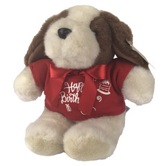 VTG Oshko Dog Plush Red Shirt Happy Birthday 10″ Stuffed Animal White Brown Tags