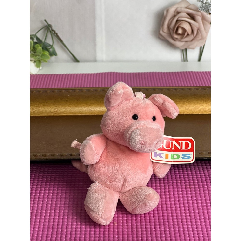 Gund Kids Clippie-zips Pink Pig Plush Keychain Backpack Clip Coin Purse 20025