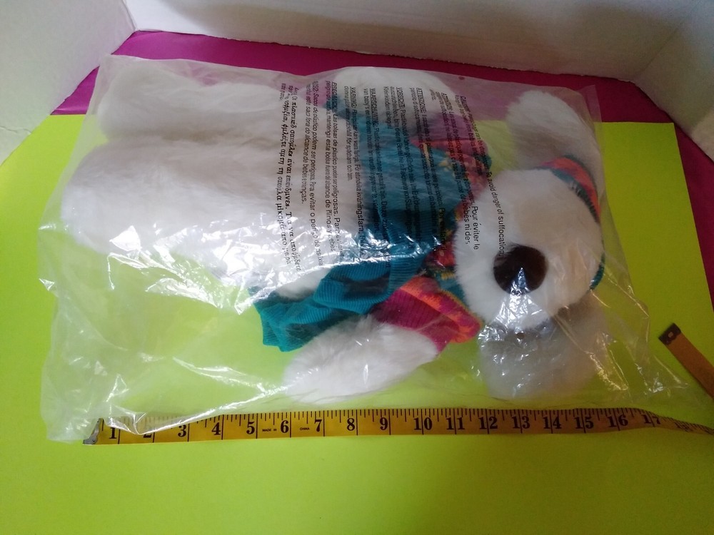 Plush Vintage NEW 1997 ERTL Collectibles Le Mutt FIFI LA FEMME White W/Blue Eyes