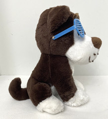 Emerald Toy Stuffed Dog in Blue Glasses Brown White