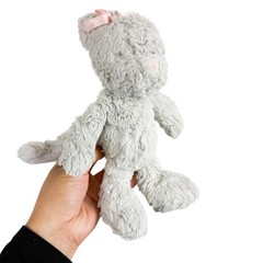 JellyCat Small Squiggle Kitty Cat Gray Pink Bow Machine Washed Stuffed Animal