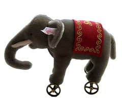 Steiff Elephant on Wheels 681271 Grey Mohair 2008 Circus Button in Ear w Tags