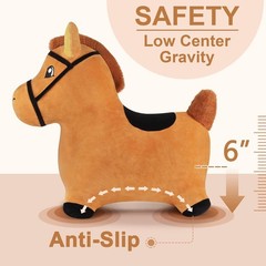 Inflatable Brown Hopping Horse Toy – Kids’ Plush Ride-On Bouncer for Active Play
