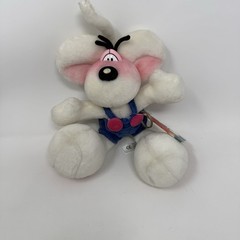 Diddl Mouse Plush 10″ Thomas Goletz White Mouse Blue Overalls With Tags