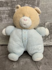 Vintage Eden TEDDY BEAR Baby First Bear Blue Thermal Waffle Weave Plush