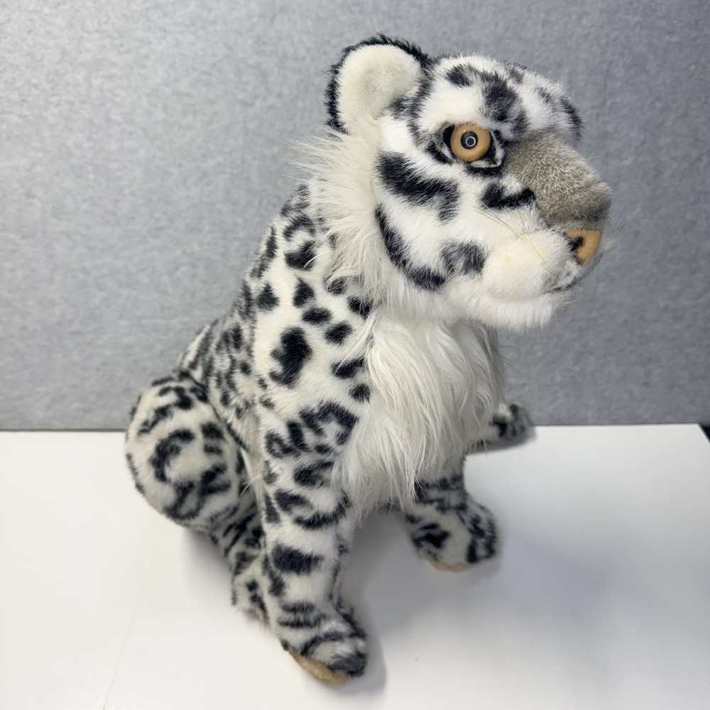Vtg 18” Snow Leopard 1988 Applause Plush Realistic Wild Cat WWF Stuffed Animal