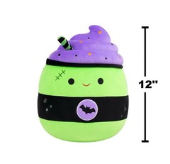 Squishmallows Bartok 12″ Green & Purple Latte with Stitches & Bat logo Plush