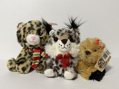 3 – Holiday Time CHEETAH Preffered Pets Dog Yorkie w Tags + Jungle Bobcat VG
