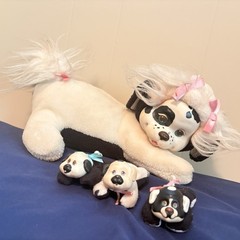 Hasbro 1991 Vintage Puppy Surprise Plush Stuffed Toy Dog with 3 Puppies