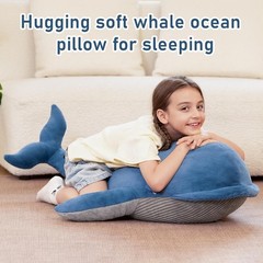 Giant Blue Whale Plush Toy 43″ Realistic Soft Hugging Ocean Pillow