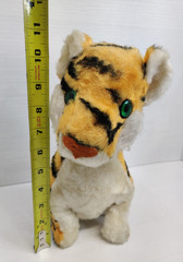 Rushton Company Sitting TIGER Plush Animal Green Eyes Atlanta Ga. VTG 50s-60s