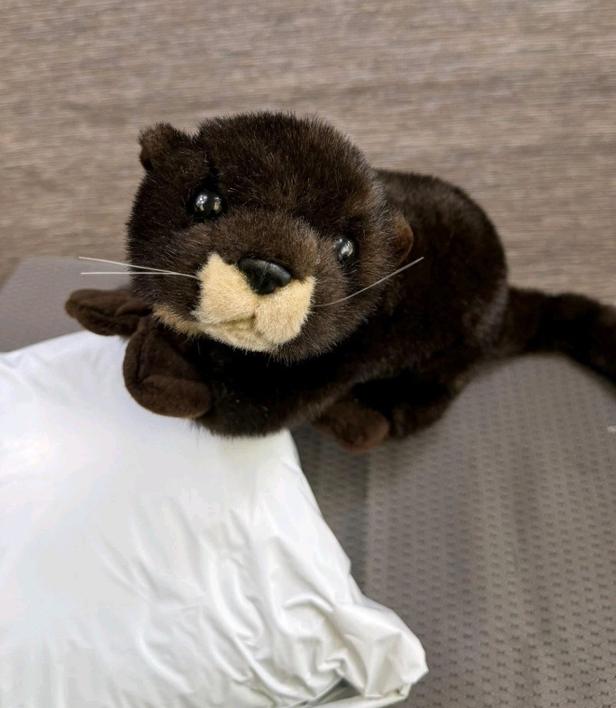 A&A Otter Plush Realistic Life Size Brown Tan Stuffed Animal 15 Inch