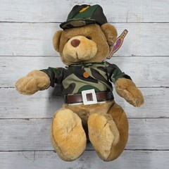 Kuddle Me Toys Plush Toy Brown Army Bear Camo Uniform 1999 Vintage
