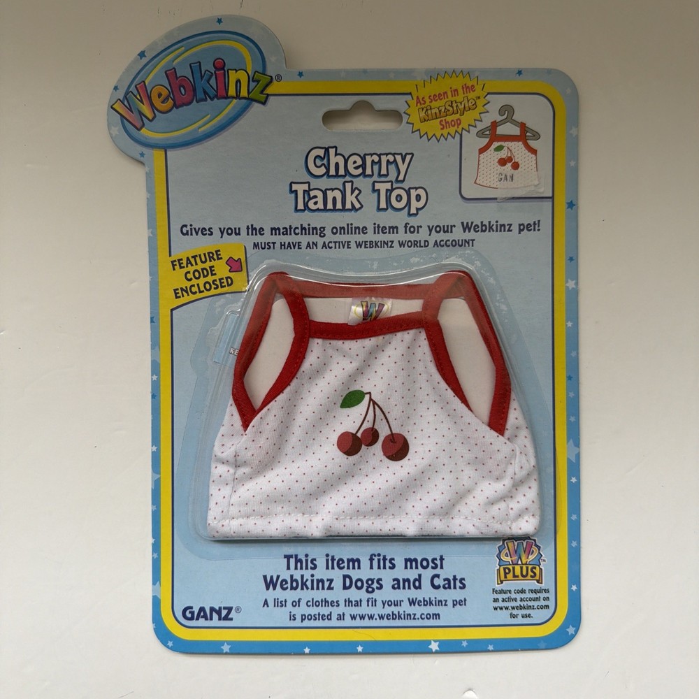 Webkinz Clothing Cherry Tank Top W/ Online Code Ganz Plush Dog Cat Outfit New