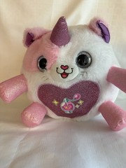 Unicorn Plush Stuffed Animal, White/Pink/Purple Glitter Heart, Small 6-14 in