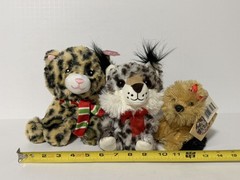 3 – Holiday Time CHEETAH Preffered Pets Dog Yorkie w Tags + Jungle Bobcat VG