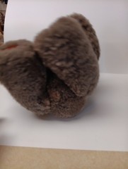 Handmade Teddy Bear JR’s Red Foot Brown Sheepskin & Leather Jointed Vtg 15″ Tags