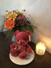 F.R.J. 10” Fuzzy Teddy Bear Stuffed / Fuchsia/ Hot Pink/ Red