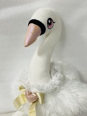 Swan Plush Bee Happy KellyToy Glitter with Bow White Bird 18”