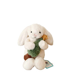 Jelly Cat Style White Bunny Rabbit Plush Holding Christmas Tree Stuffed Toy