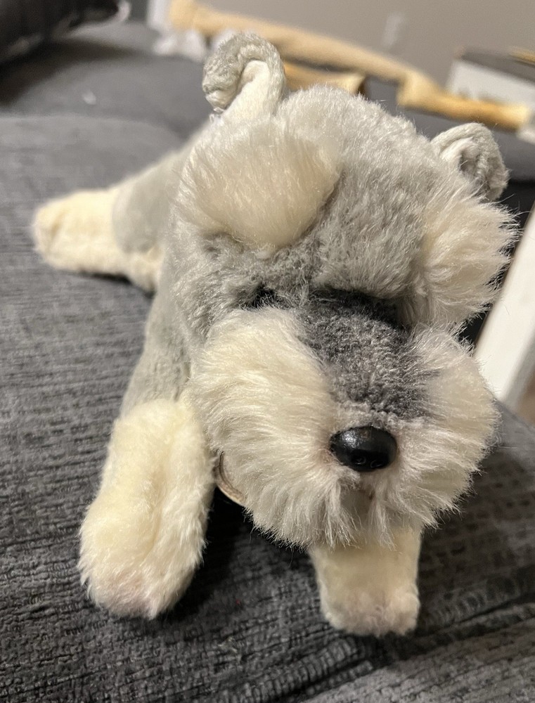 Vintage Russ Plush Schnauzer Puppy Dog Gray White Yomiko Classics Stuffed