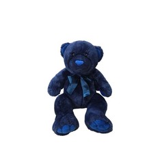 Kids Preferred Dark Blue Teddy Bear with Satin Bow 17″Plush 2000 Stuffed Animal