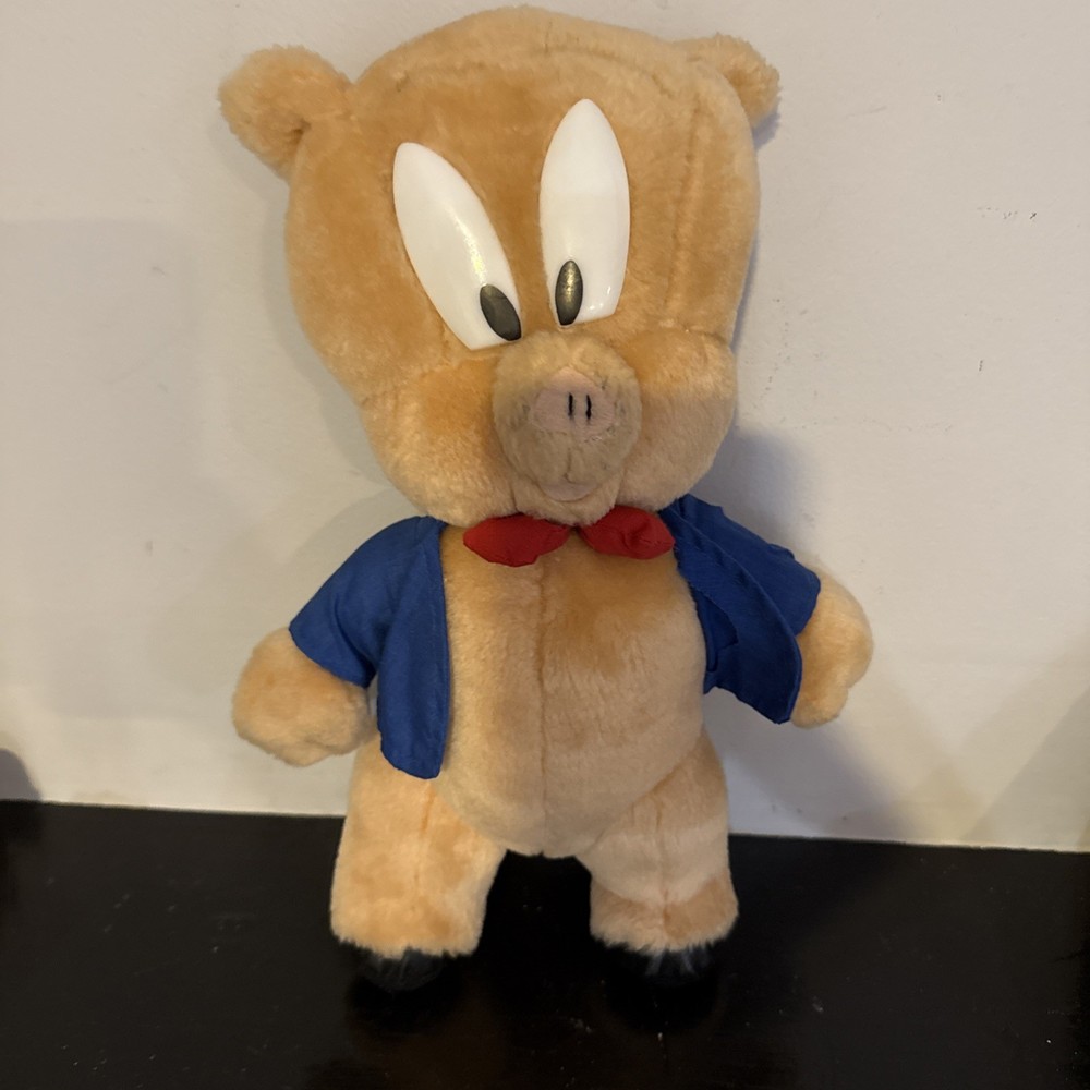 Vintage ACE Looney Tunes Porky Pig Plush Stuffed Animal 1997 Ages 3-7 Years