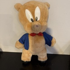 Vintage ACE Looney Tunes Porky Pig Plush Stuffed Animal 1997 Ages 3-7 Years