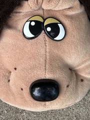 Vintage (2) 1985 Tonka Pound Puppies Light Brown Dark Brown Ears and Light Gray