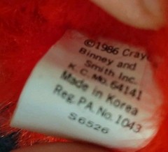 Rare Vintage 1985 Crayola Bear Plush Sweater Red Crayon Binney & Smith