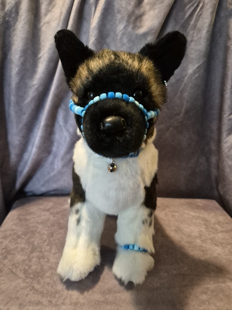 Custom ESSA Douglas Kita Akita DOG Plush 15” Black Brown White – airbrushed