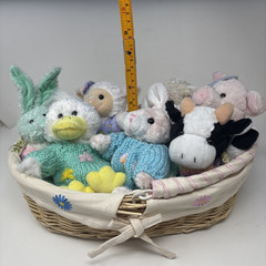 1999 CHRISHA Playful Plush Easter Basket Complete Set 7 Still Factory Attached