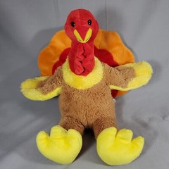 Build a Bear Thanksgiving Turkey Stuffed Toy Plush Stick On Feathers Gobbler