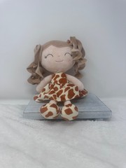 Soft DOLL in Giraffe Patterned Dress 12″ Plush Doll by Gloveleya