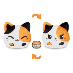 TeeTurtle Reversible Cat Plushie Cute Kawaii Calico Kitty Happy to Angry NWT