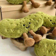 15cm Amusable Green Sour Pickle Plush Toy Cute Collectible Soft Stuffed Doll**