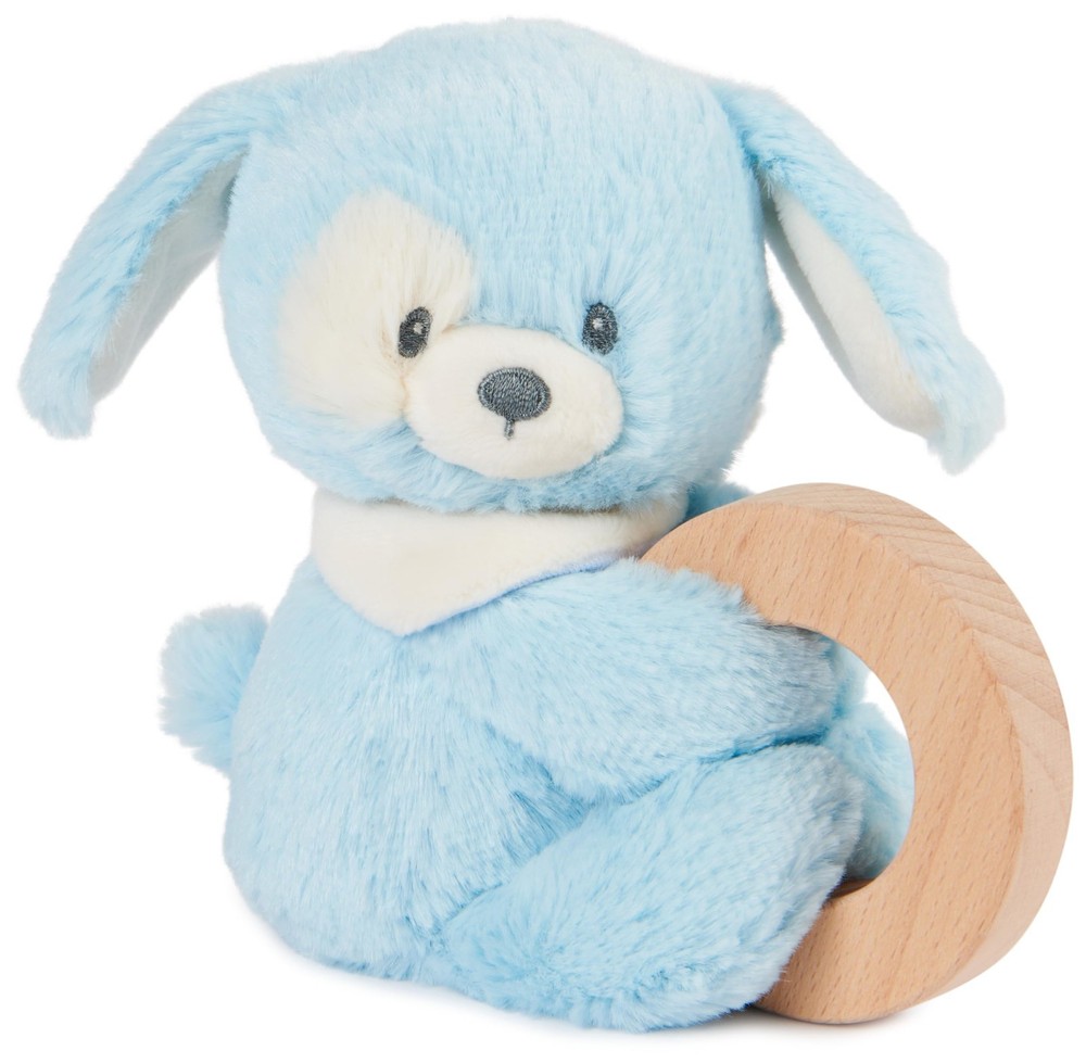 GUND Baby Sustainable Puppy Ring Rattle, Stuffed Animal Plush Blue New Sealed
