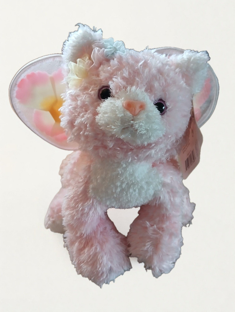 Animal Alley Pink Plush Elephant Stuffed Animal Floral Ears Small Vintage 2000