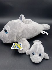 Petting Zoo Manatee Mom and Baby 10″ Plush Bright Eyes Pocketz Series Tag