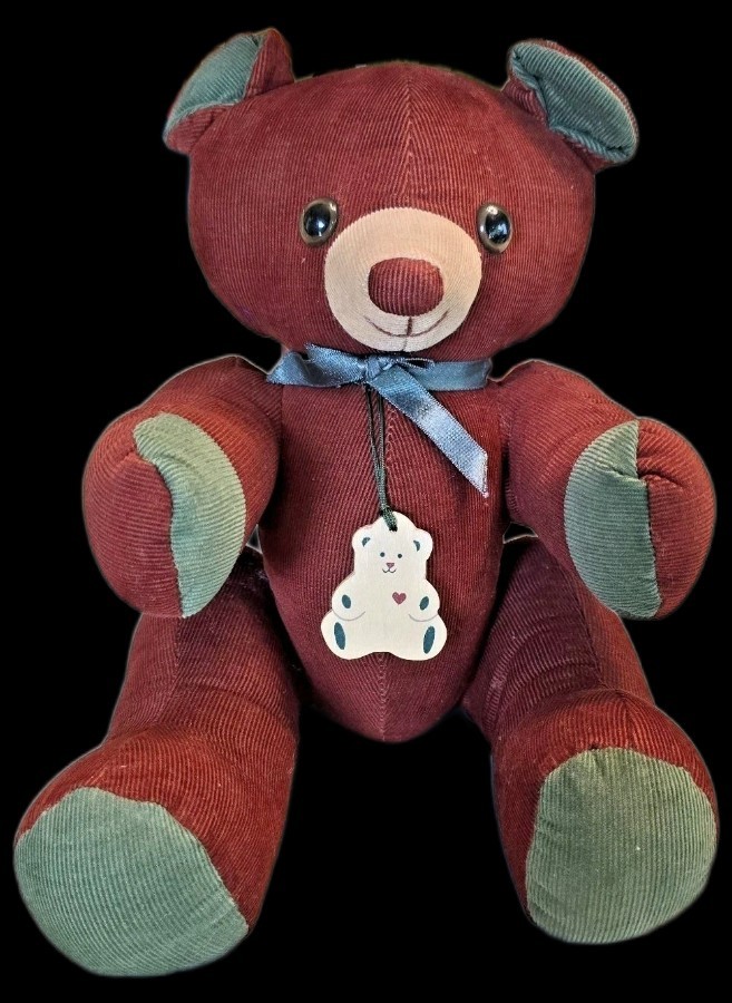 1985 Graphics International Teddy Bear Stuffed Animal corduroy Brown Green Eyes