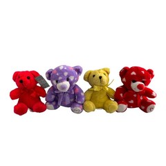 Burton + Burton Plush Teddy Bear Set Of 4 Red Yellow Purple Polka Dot Bundle
