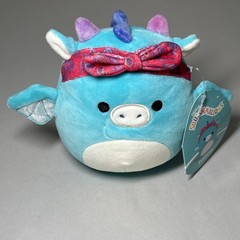 NWT New Squishmallows Tatiana the Teal Dragon w/ Bow Bandana Head band 5″ Inch