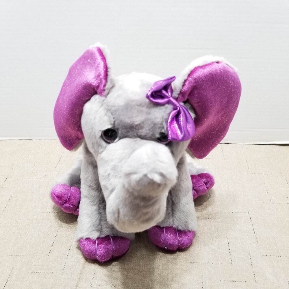 Aurora Destination Nation Elephant Plush Gray Purple Stuffed Animal 8 Inch Toy